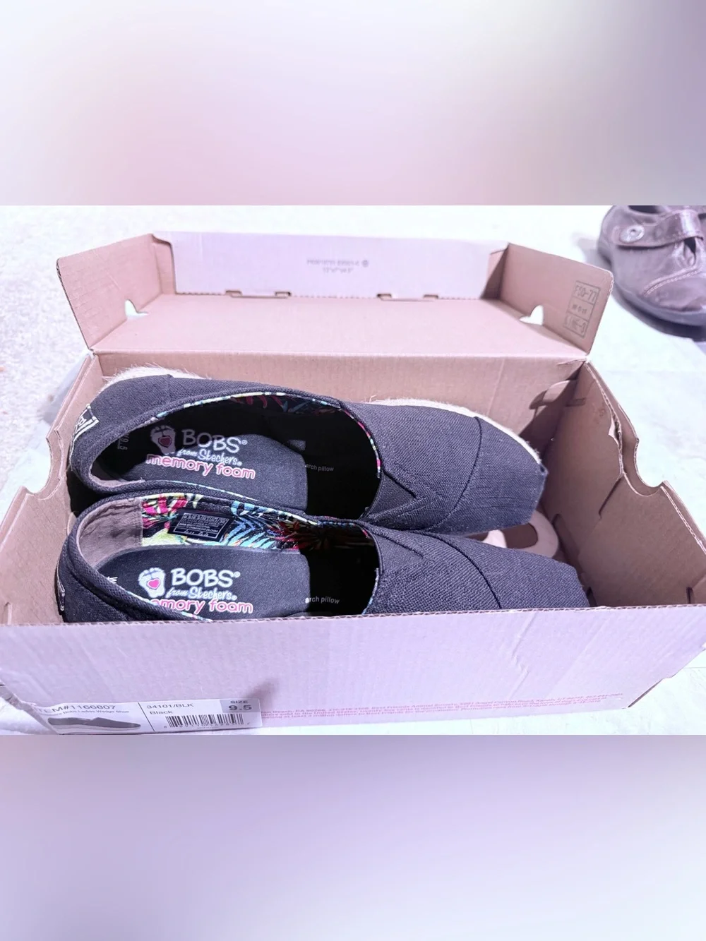 Bob's From Skechers Memory Foam Arch Pillow Black Espadrilles Shoes 9.5